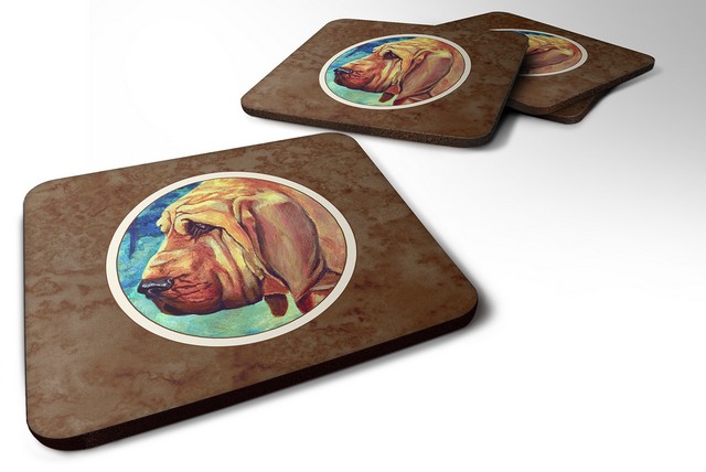 Picture of Carolines Treasures 7013FC Bloodhound Foam Coaster, 3.5 x 0.25 x 3.5 in. - Set of 4