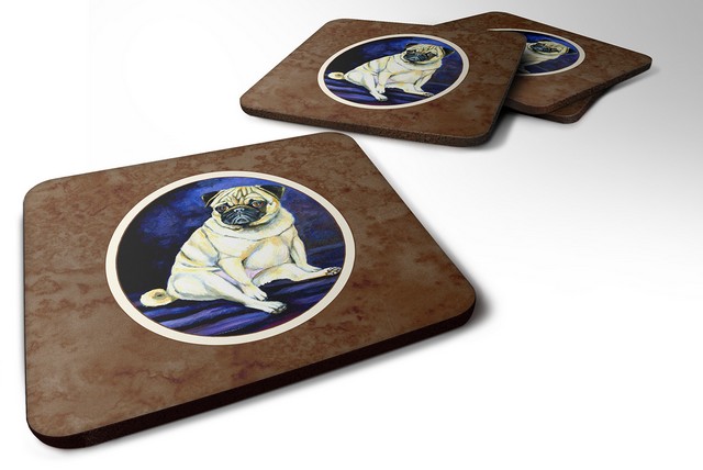 Picture of Carolines Treasures 7026FC Fawn Pug Penny for Your Thoughts Foam Coaster, Set of 4
