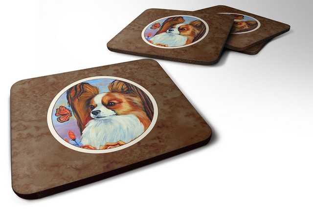 Picture of Carolines Treasures 7039FC Papillon Foam Coaster, 3.5 x 0.25 x 3.5 in. - Set of 4
