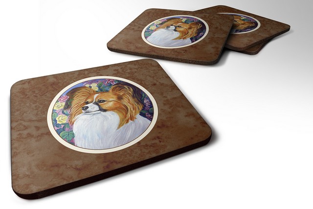 Picture of Carolines Treasures 7041FC Papillon Foam Coaster, 3.5 x 0.25 x 3.5 in. - Set of 4