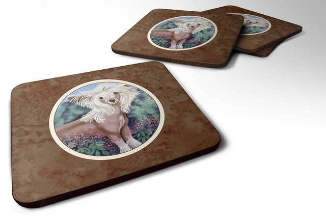 Picture of Carolines Treasures 7052FC Chinese Crested Foam Coaster, 3.5 x 0.25 x 3.5 in. - Set of 4