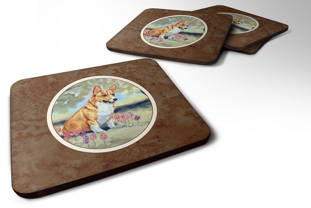 Picture of Carolines Treasures 7054FC Corgi Foam Coaster, 3.5 x 0.25 x 3.5 in. - Set of 4