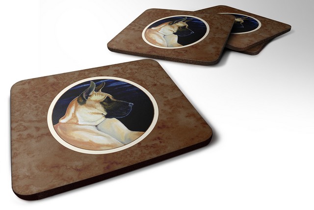Picture of Carolines Treasures 7059FC Fawn Great Dane in the Moonlight Foam Coaster, Set of 4