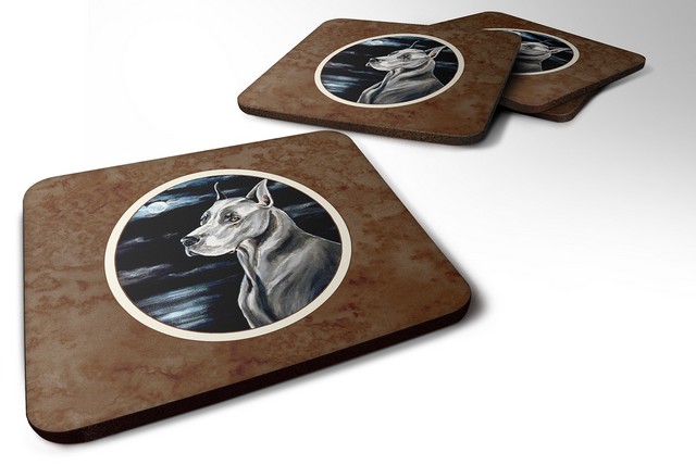 Picture of Carolines Treasures 7067FC Great Dane Moonlight Foam Coaster, Set of 4