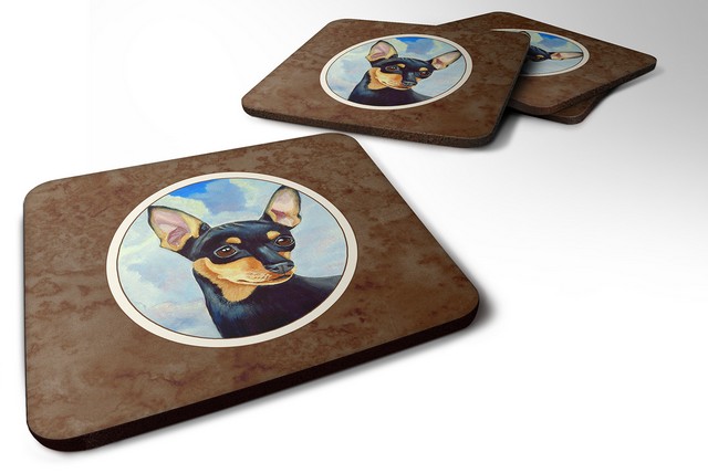 Picture of Carolines Treasures 7073FC Miniature Pinscher Black & Tan Foam Coaster, Set of 4
