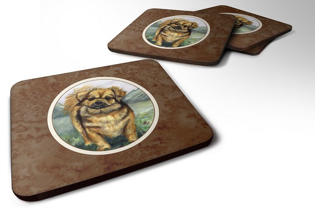Picture of Carolines Treasures 7075FC Tibetan Spaniel Foam Coaster, 3.5 x 0.25 x 3.5 in. - Set of 4