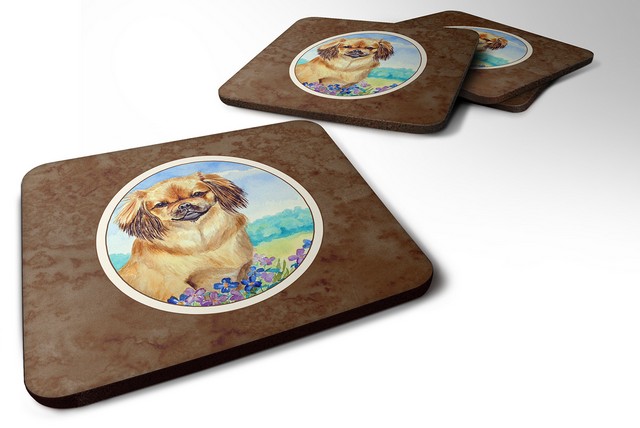 Picture of Carolines Treasures 7078FC Tibetan Spaniel Foam Coaster, 3.5 x 0.25 x 3.5 in. - Set of 4