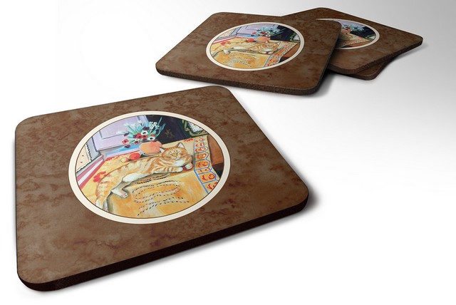 Picture of Carolines Treasures 7079FC Cat Foam Coaster, 3.5 x 0.25 x 3.5 in. - Set of 4
