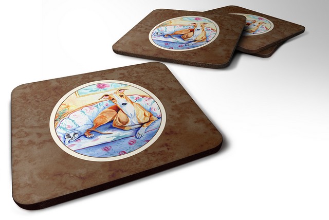 Picture of Carolines Treasures 7081FC Whippet Waiting on You Foam Coaster, Set of 4