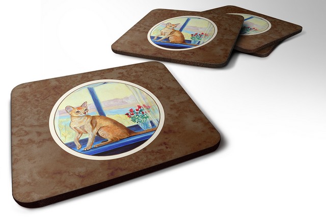 Picture of Carolines Treasures 7091FC Cat Foam Coaster, 3.5 x 0.25 x 3.5 in. - Set of 4