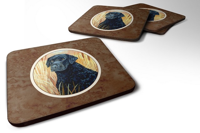 Picture of Carolines Treasures 7097FC Curly Coated Retriever Foam Coaster, Set of 4