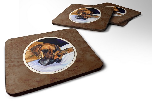 Picture of Carolines Treasures 7099FC Natural Eared Fawn Great Dane Momma & Puppy Foam Coaster, Set of 4