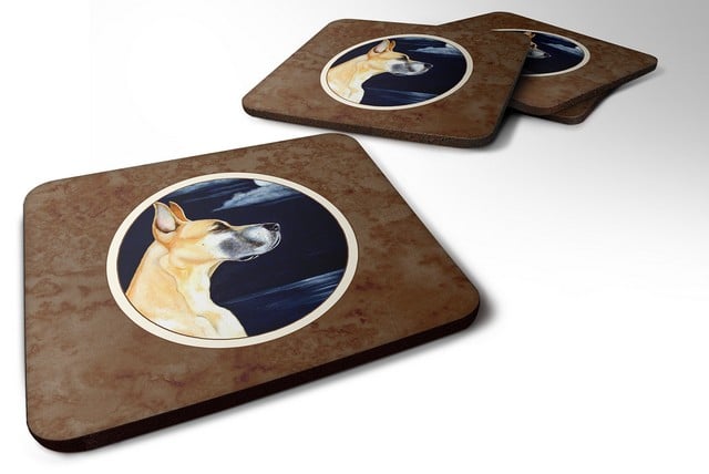 Picture of Carolines Treasures 7100FC Fawn Great Dane Moonlight Stroll Foam Coaster, Set of 4