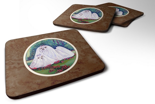 Picture of Carolines Treasures 7104FC Maltese Momma & Puppy Foam Coaster, Set of 4