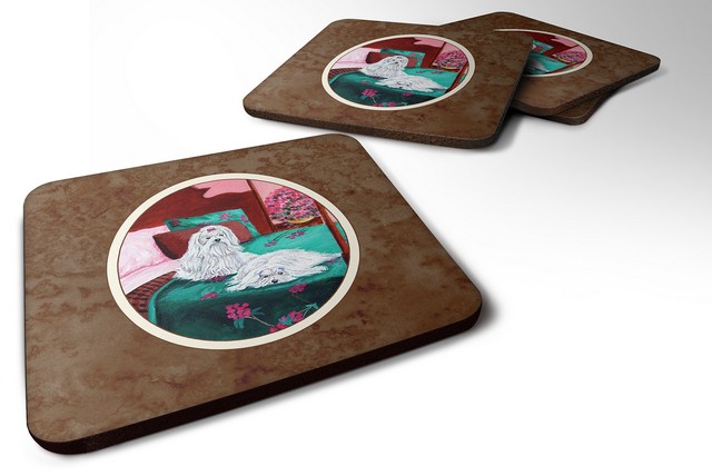 Picture of Carolines Treasures 7110FC Maltese & Puppy Waiting on You Foam Coaster, Set of 4