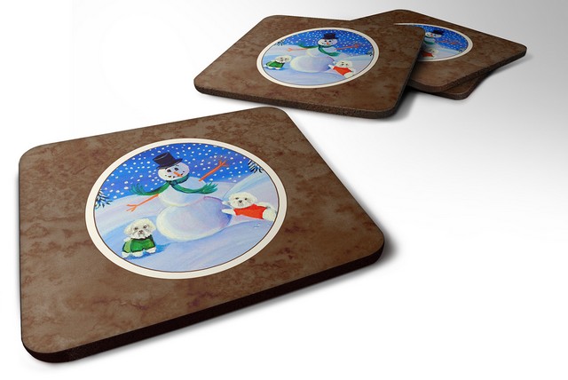 Picture of Carolines Treasures 7145FC Snowman Bichon Frise Foam Coaster, Set of 4