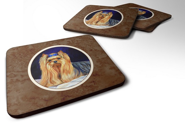 Picture of Carolines Treasures 7157FC Yorkie Foam Coaster, 3.5 x 0.25 x 3.5 in. - Set of 4
