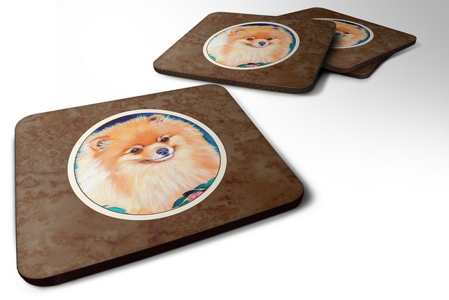 Picture of Carolines Treasures 7165FC Pomeranian Foam Coaster, 3.5 x 0.25 x 3.5 in. - Set of 4