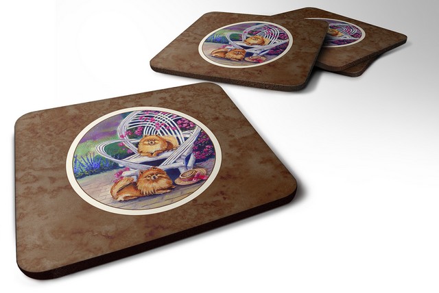 Picture of Carolines Treasures 7176FC Red Pomeranians Foam Coaster, Set of 4