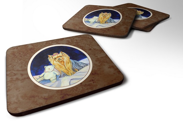 Picture of Carolines Treasures 7221FC Yorkie Foam Coaster, 3.5 x 0.25 x 3.5 in. - Set of 4