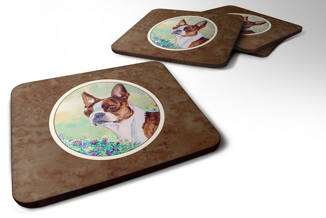 Picture of Carolines Treasures 7222FC Red & White Boston Terrier Foam Coaster, Set of 4