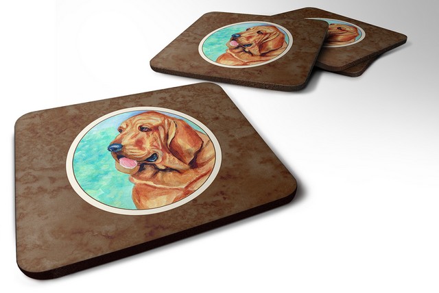 Picture of Carolines Treasures 7224FC Bloodhound Foam Coaster, 3.5 x 0.25 x 3.5 in. - Set of 4