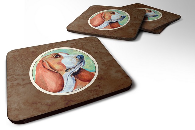 Picture of Carolines Treasures 7227FC Basset Hound Foam Coaster, 3.5 x 0.25 x 3.5 in. - Set of 4