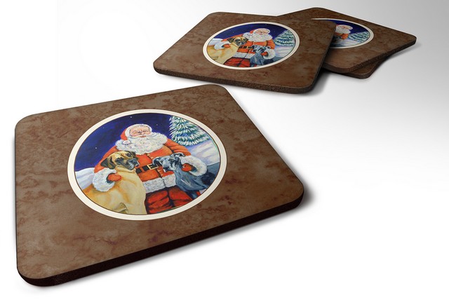 Picture of Carolines Treasures 7232FC Santa Claus with Great Dane Foam Coaster, Set of 4