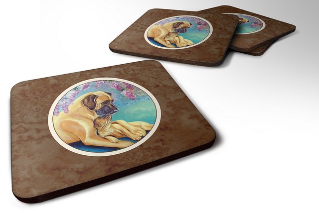 Picture of Carolines Treasures 7233FC Great Dane & Puppy Foam Coaster, 3.5 x 0.25 x 3.5 in. - Set of 4