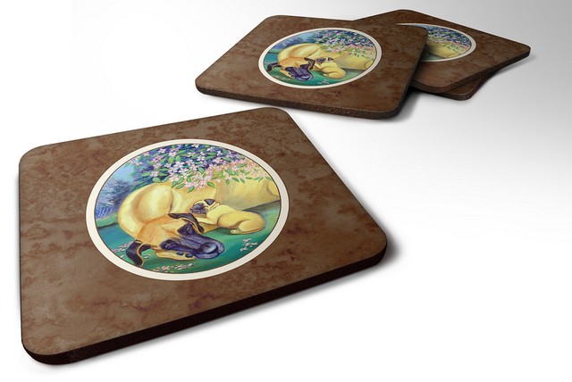 Picture of Carolines Treasures 7234FC Great Dane & Puppy Foam Coaster, 3.5 x 0.25 x 3.5 in. - Set of 4