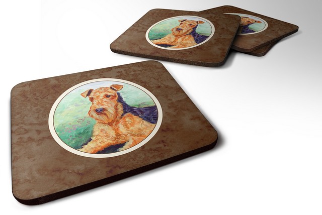 Picture of Carolines Treasures 7239FC Airedale Terrier Foam Coaster, 3.5 x 0.25 x 3.5 in. - Set of 4