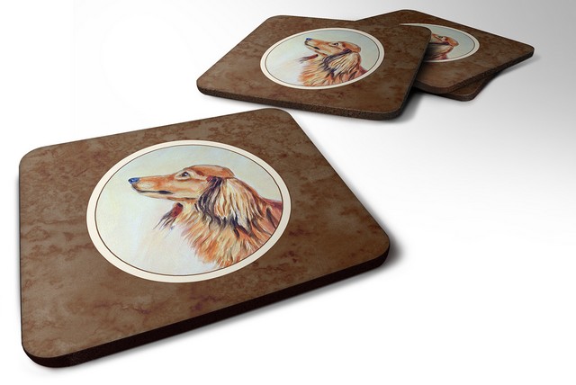 Picture of Carolines Treasures 7240FC Long Haired Red Dachshund Foam Coaster, Set of 4