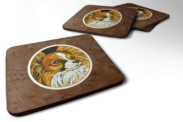 Picture of Carolines Treasures 7248FC Papillon Foam Coaster, 3.5 x 0.25 x 3.5 in. - Set of 4