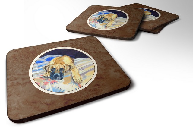 Picture of Carolines Treasures 7258FC Fawn Great Dane Foam Coaster, 3.5 x 0.25 x 3.5 in. - Set of 4
