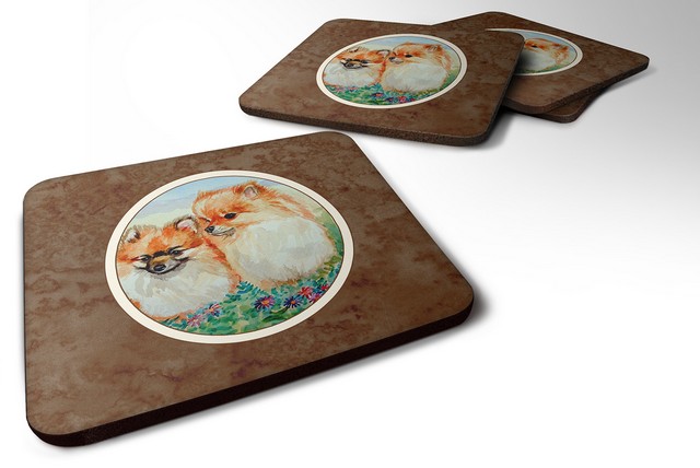 Picture of Carolines Treasures 7262FC Pomeranian Foam Coaster, 3.5 x 0.25 x 3.5 in. - Set of 4