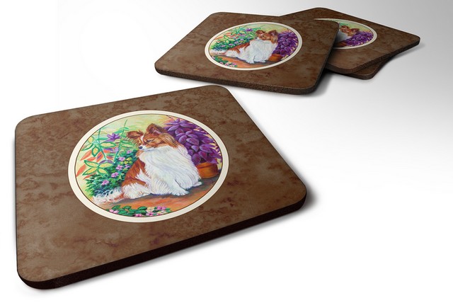Picture of Carolines Treasures 7274FC Papillon Foam Coaster, 3.5 x 0.25 x 3.5 in. - Set of 4