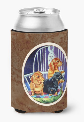 Dachshund Two Red, Black & Tan Can or Bottle Hugger
