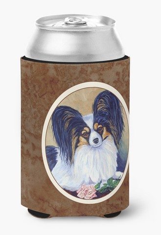 Papillon a Rose for You Can or Bottle Hugger