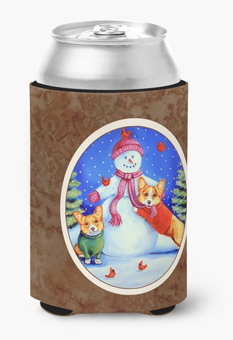 Picture of Carolines Treasures 7048CC Snowman with Corgi Can or Bottle Hugger