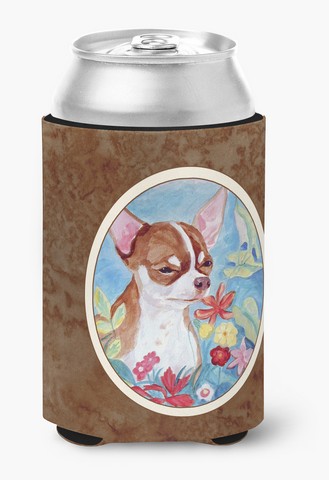 Picture of Carolines Treasures 7053CC Chihuahua in Flowers Can or Bottle Hugger