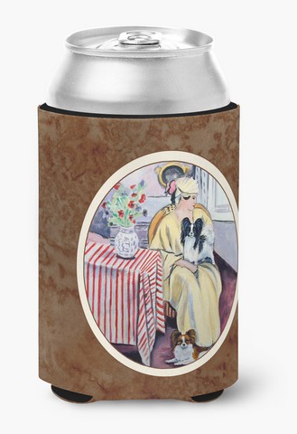 Picture of Carolines Treasures 7069CC Lady with Her Papillon Can or Bottle Hugger