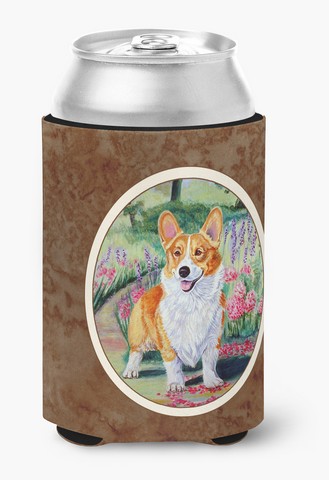 Picture of Carolines Treasures 7077CC Pembroke Corgi Springtime Can or Bottle Hugger