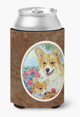 Picture of Carolines Treasures 7084CC Corgi Momma Loves Roses Can or Bottle Hugger