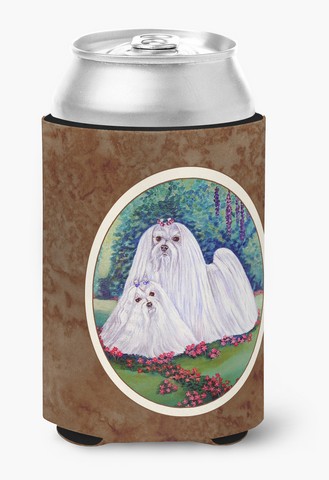 Picture of Carolines Treasures 7104CC Maltese Momma & Puppy Can or Bottle Hugger