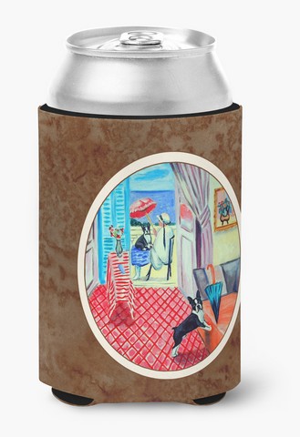 Picture of Carolines Treasures 7120CC Lady with Her Boston Terrier Can or Bottle Hugger