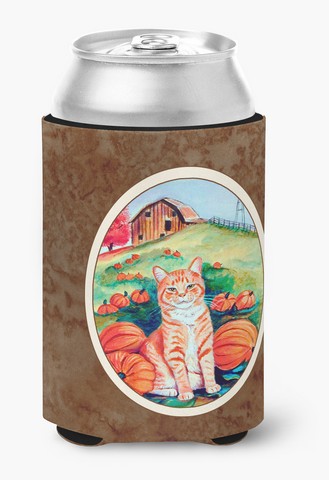 Picture of Carolines Treasures 7123CC Tabby Cat in Pumpins Can or Bottle Hugger