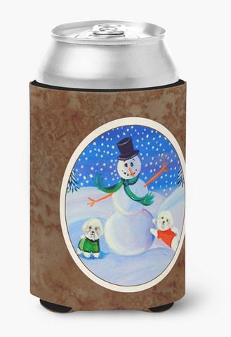 Picture of Carolines Treasures 7145CC Snowman Bichon Frise Can or Bottle Hugger
