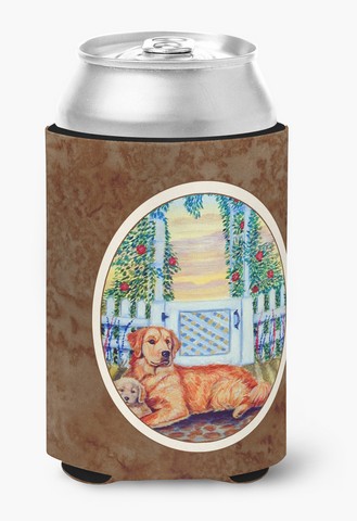 Picture of Carolines Treasures 7148CC Golden Retriever & Puppy at the Fence Can or Bottle Hugger