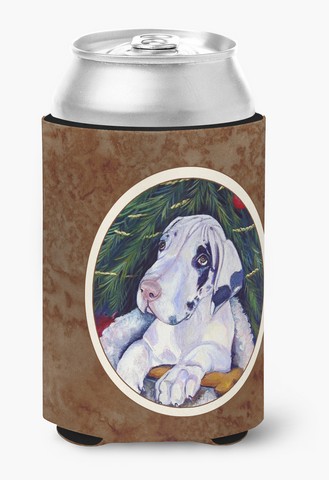 Picture of Carolines Treasures 7172CC Christmas Tree with Harlequin Great Dane Can or Bottle Hugger