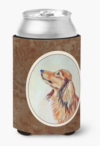 Picture of Carolines Treasures 7240CC Long Haired Red Dachshund Can or Bottle Hugger